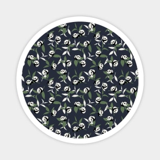 Cute Panda and Leaves Art Pattern Black Ver Magnet